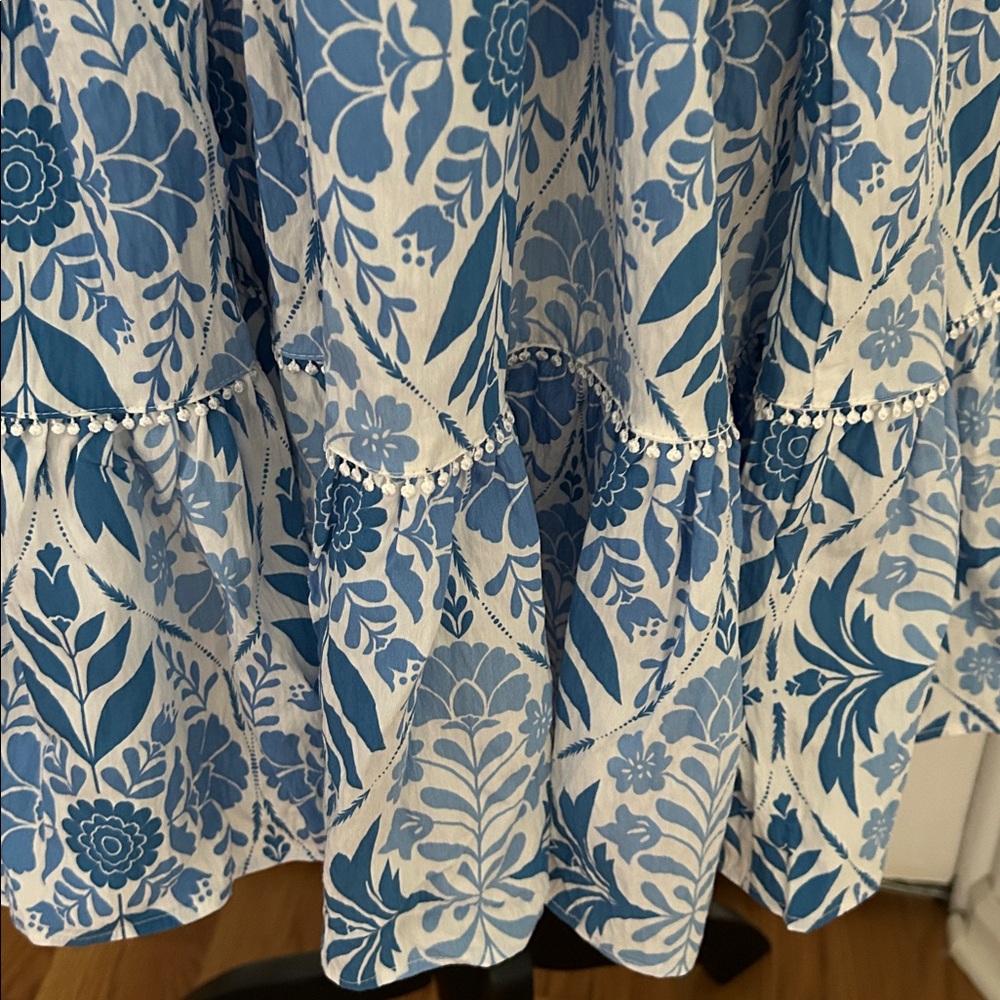 Ellen Tracy Blue Floral Spring Dress L - Picture 5 of 5